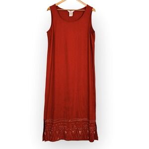 Outfit JPR 90s Linen Blend Boho Tribal Sleeveless Dress Size L‎ Artsy Textured
